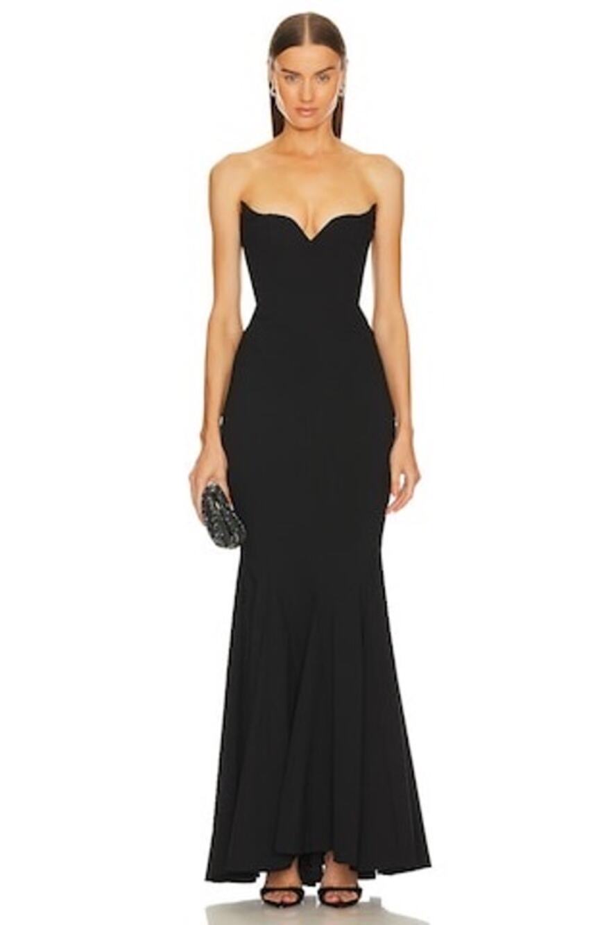 Michael Costello X REVOLVE Billie Black Old Money Bustier Elegant Gown NWT S